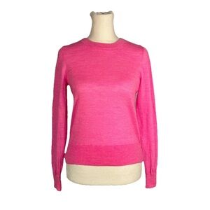 J. Crew Women's Hot Pink Merino Wool Crewneck Thin Knit Long Sleeve Size XS
